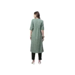 Women's Cotton Printed Flex Kurti (Green, Cotton)