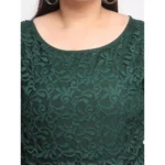 Women's Net Solid Knee Length Fit and Flare Dress (Botal Green)
