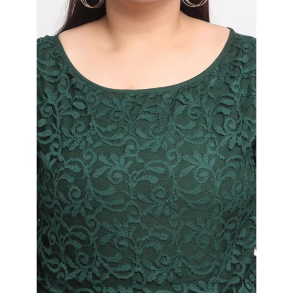 Women's Net Solid Knee Length Fit and Flare Dress (Botal Green)