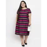 Women's Crepe Solid Knee Length Fit and Flare Dress (Multi)