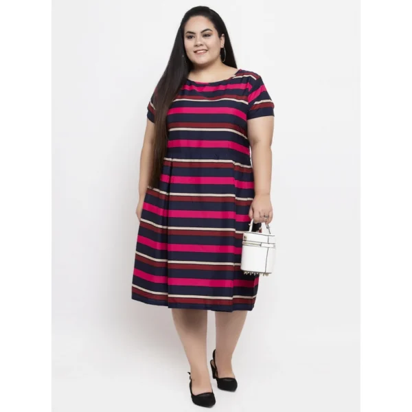 Women's Crepe Solid Knee Length Fit and Flare Dress (Multi)
