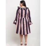 Women's Crepe Printed Knee Length Fit and Flare Dress (Multi)