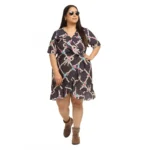 Women's Crepe Printed Knee Length Fit and Flare Dress (Multi)