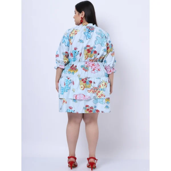 Women's Crepe Printed Knee Length Fit and Flare Dress (Multicolor)