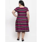 Women's Crepe Solid Knee Length Fit and Flare Dress (Multi)