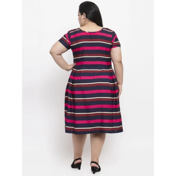 Women's Crepe Solid Knee Length Fit and Flare Dress (Multi)