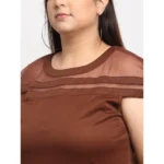Women's Hojri Solid Knee Length Fit and Flare Dress (Brown)