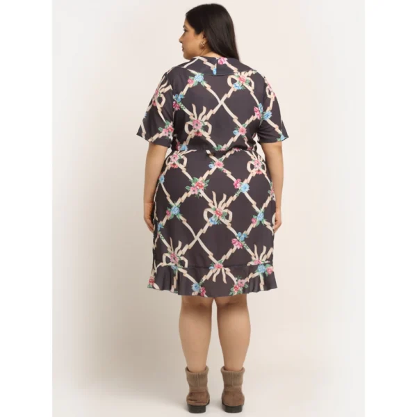 Women's Crepe Printed Knee Length Fit and Flare Dress (Multi)