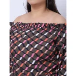 Women's Crepe Printed Knee Length Fit and Flare Dress (Multicolor)