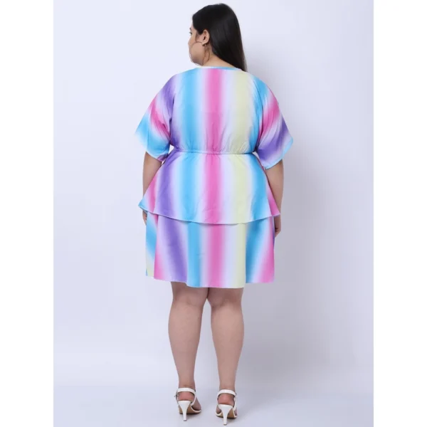 Women's Crepe Printed Knee Length Fit and Flare Dress (Multicolor)