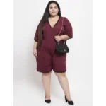 Women's Crepe Solid Knee Length Fit and Flare Dress (Brown)