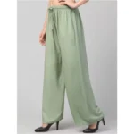 Women's Plus Size Relaxed Fit Viscose Rayon Palazzo Trousers (Light Green)
