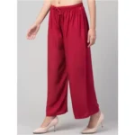 Women's Plus Size Relaxed Fit Viscose Rayon Palazzo Trousers (Maroon)