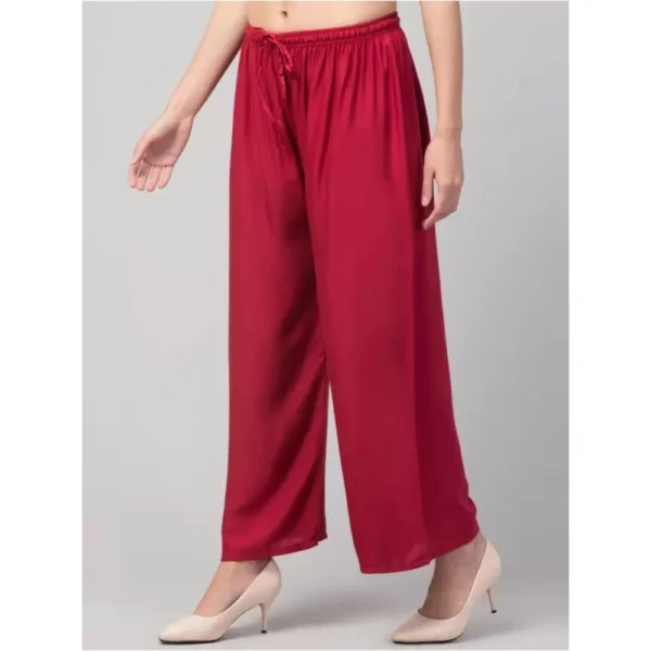 Women's Plus Size Relaxed Fit Viscose Rayon Palazzo Trousers (Maroon)