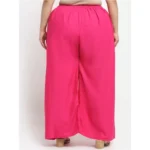 Women's Plus Size Flared Fit Viscose Rayon Palazzo Trousers (Pink)