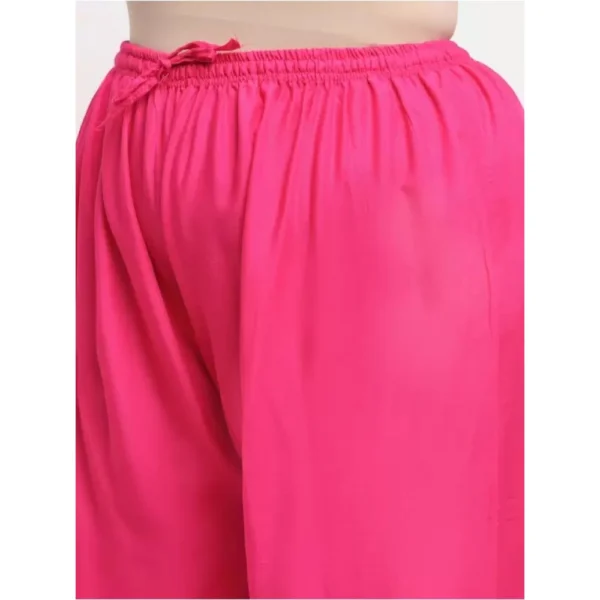 Women's Plus Size Flared Fit Viscose Rayon Palazzo Trousers (Pink)