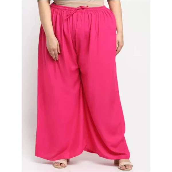 Women's Plus Size Flared Fit Viscose Rayon Palazzo Trousers (Pink)