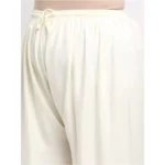 Women's Plus Size Relaxed Fit Viscose Rayon Palazzo Trousers (Cream)