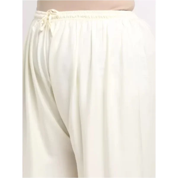 Women's Plus Size Relaxed Fit Viscose Rayon Palazzo Trousers (Cream)