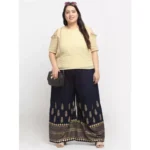 Women's Plus Size Relaxed Fit Viscose Rayon Palazzo Trousers (Dark Blue)
