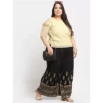 Women's Plus Size Relaxed Fit Viscose Rayon Palazzo Trousers (Black)