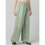 Women's Plus Size Relaxed Fit Viscose Rayon Palazzo Trousers (Light Green)