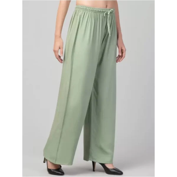 Women's Plus Size Relaxed Fit Viscose Rayon Palazzo Trousers (Light Green)