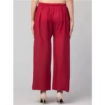 Women's Plus Size Relaxed Fit Viscose Rayon Palazzo Trousers (Maroon)