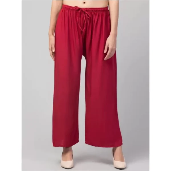 Women's Plus Size Relaxed Fit Viscose Rayon Palazzo Trousers (Maroon)