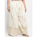Women's Plus Size Relaxed Fit Viscose Rayon Palazzo Trousers (Cream)