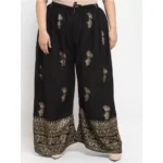 Women's Plus Size Relaxed Fit Viscose Rayon Palazzo Trousers (Black)