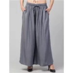 Women's Plus Size Relaxed Fit Viscose Rayon Palazzo Trousers (Grey)