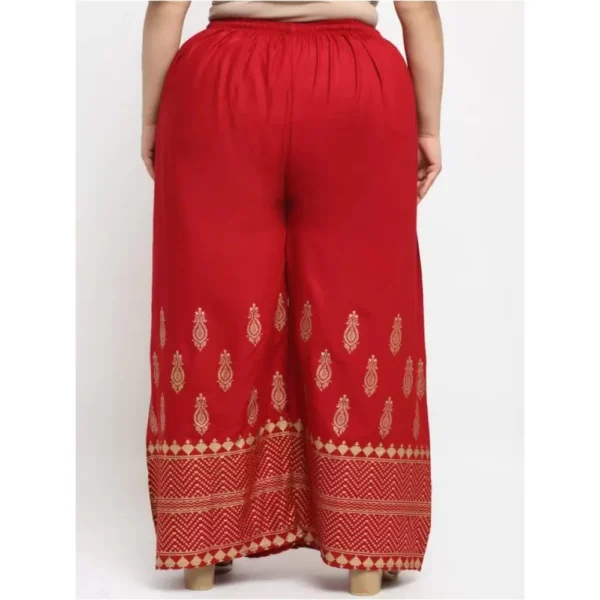 Women's Plus Size Relaxed Fit Viscose Rayon Palazzo Trousers (Red)