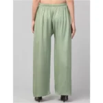 Women's Plus Size Relaxed Fit Viscose Rayon Palazzo Trousers (Light Green)