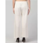 Women's Plus Size Relaxed Fit Viscose Rayon Palazzo Trousers (Cream)