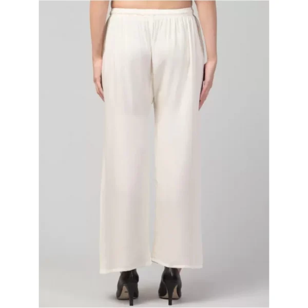 Women's Plus Size Relaxed Fit Viscose Rayon Palazzo Trousers (Cream)