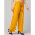 Women's Plus Size Relaxed Fit Viscose Rayon Palazzo Trousers (Yellow)