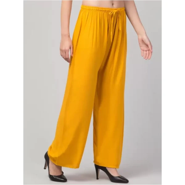 Women's Plus Size Relaxed Fit Viscose Rayon Palazzo Trousers (Yellow)