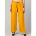 Women's Plus Size Relaxed Fit Viscose Rayon Palazzo Trousers (Yellow)