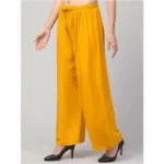 Women's Plus Size Relaxed Fit Viscose Rayon Palazzo Trousers (Yellow)