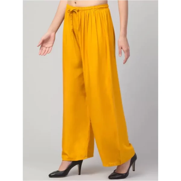 Women's Plus Size Relaxed Fit Viscose Rayon Palazzo Trousers (Yellow)