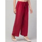 Women's Plus Size Relaxed Fit Viscose Rayon Palazzo Trousers (Maroon)