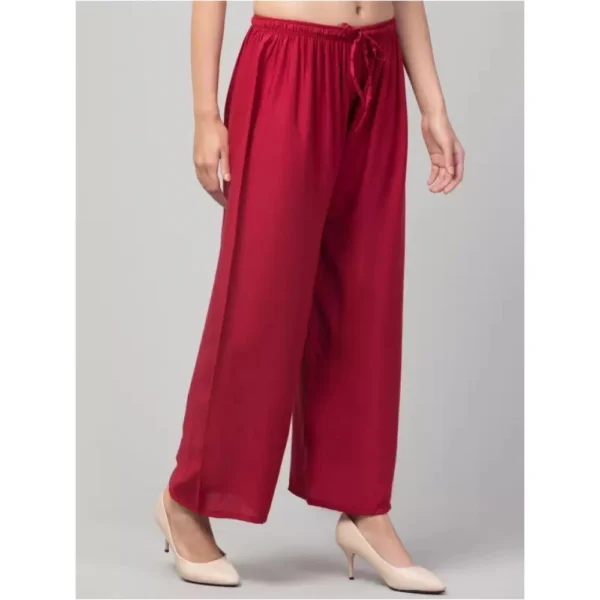 Women's Plus Size Relaxed Fit Viscose Rayon Palazzo Trousers (Maroon)