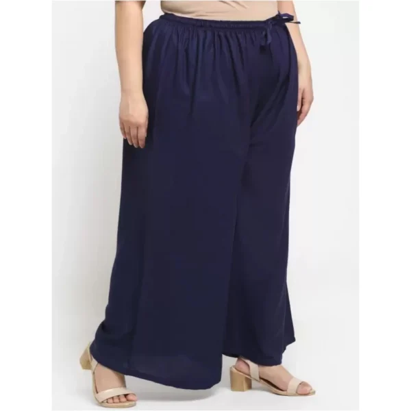Women's Plus Size Flared Fit Viscose Rayon Palazzo Trousers (Dark Blue)