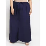 Women's Plus Size Flared Fit Viscose Rayon Palazzo Trousers (Dark Blue)