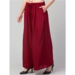 Women's Plus Size Relaxed Fit Viscose Rayon Palazzo Trousers (Maroon)