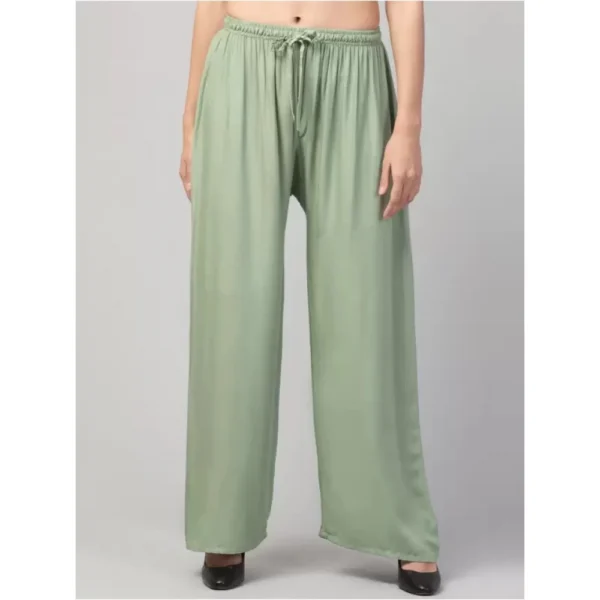 Women's Plus Size Relaxed Fit Viscose Rayon Palazzo Trousers (Light Green)