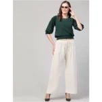 Women's Plus Size Relaxed Fit Viscose Rayon Palazzo Trousers (Cream)