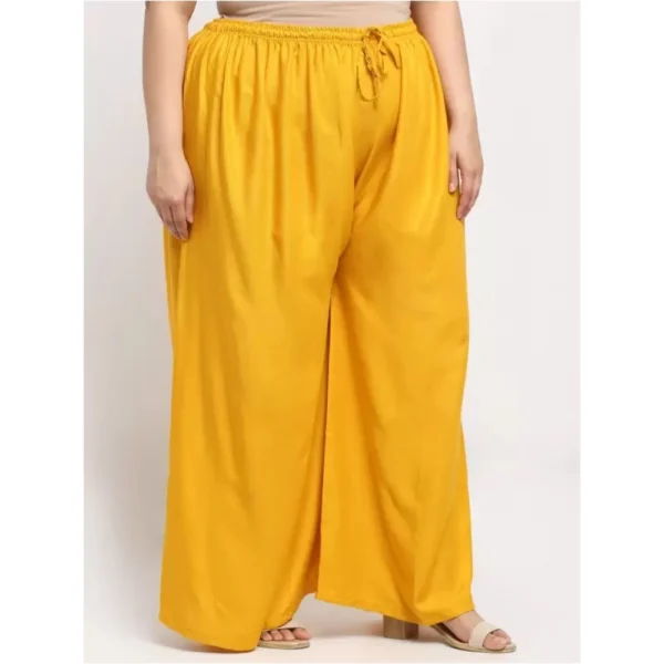Women's Plus Size Flared Fit Viscose Rayon Palazzo Trousers (Yellow)