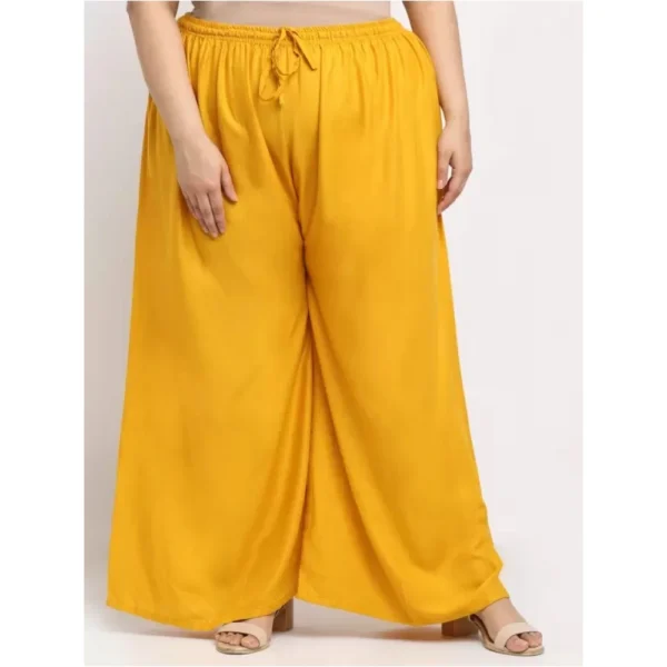 Women's Plus Size Flared Fit Viscose Rayon Palazzo Trousers (Yellow)